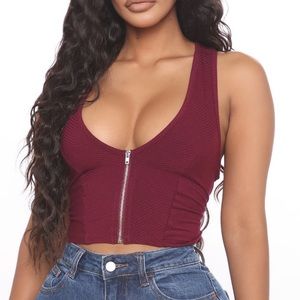 Zamara zip Front Top -wine